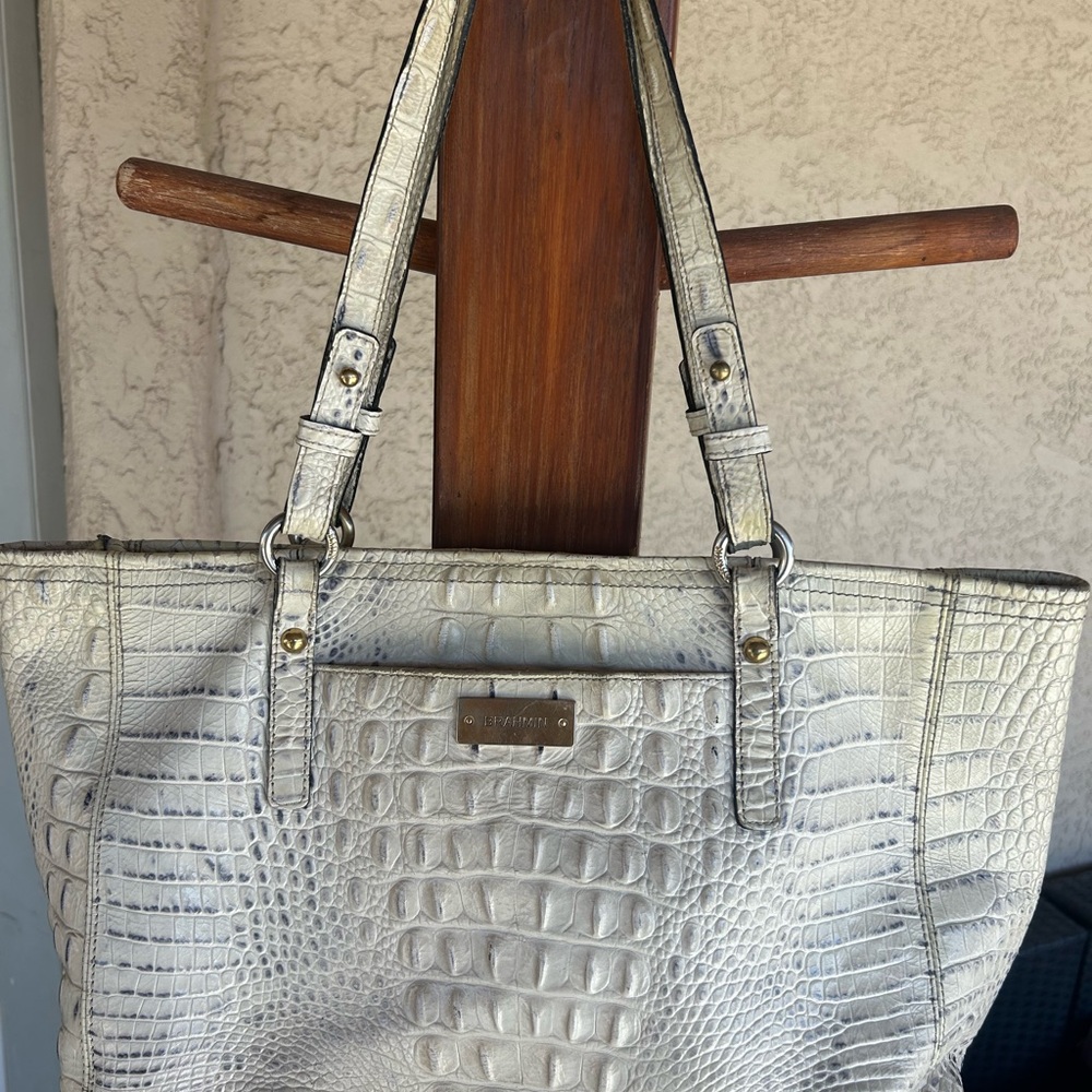 Brahmin Metallic Crocodile-Embossed Tote